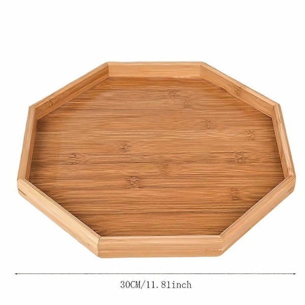 1 stk. åttekantet trebrett for servering av mat, snacks, drikke, sushi, biff, pizza, desserter, kaker, brød, frokostbrett, kaffebrett, charcuteriebrett 3.82*3.82*0.39inch