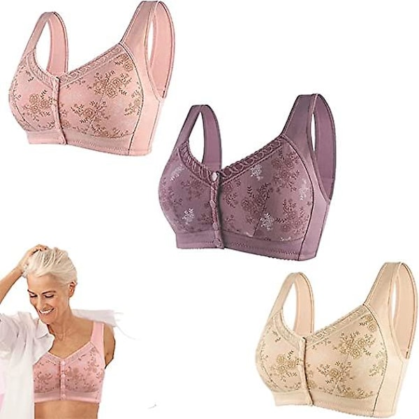 Wm Stylist Rintaliivit, jotka sopivat senioreille, edestä suljettavat, lumoava puuvilla, edestä beige Beige Size 38