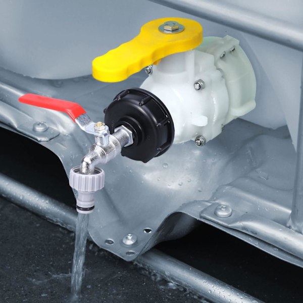 1000L Tankkran med vanningslangekranadapter, S60X6 IBC Krankontakt, Regnvannsoppsamler Hagekran (1/2\" Plastadapter)