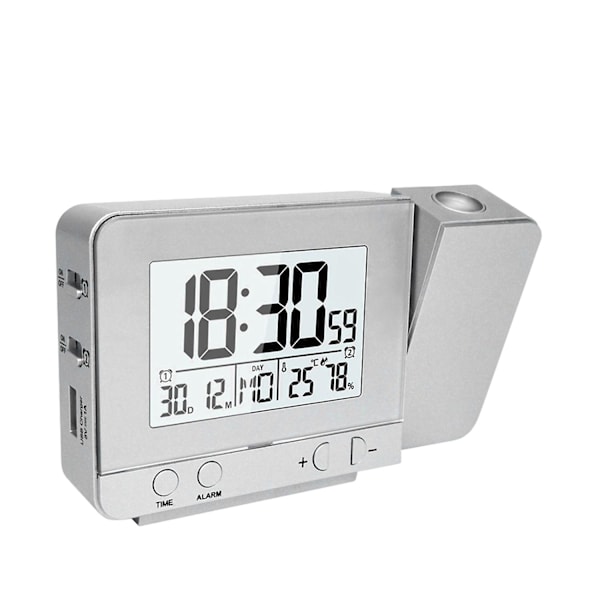 Projektionsväckarklocka för sovrum med termometer hygrometer digital projektionstakklocka dimbar