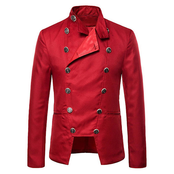 YOUTHUP Formell dress for men, dobbeltspent, ensfarget, dobbeltspent retro bryllupssceneantrekk Red M