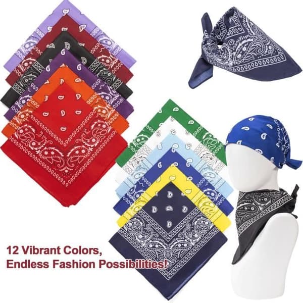 12-pack bandanas - Ej specificerat - Polyester - Andningsbart - Snabbtorkande - Blandade färger