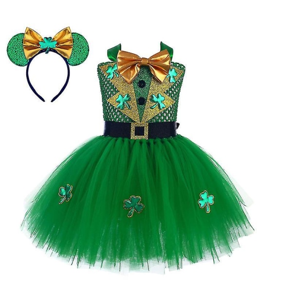 Irish Holiday Performance-klädsel, Clover Dress, St. Patrick Girl's Puffy Skirt, Scen Performance-klädsel color