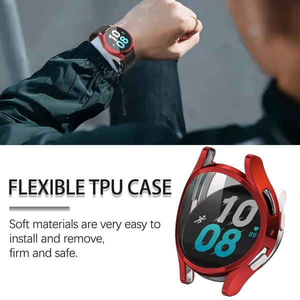 Etui til Samsung Galaxy Watch 6 44mm, 2-i-1 design full dekning Galaxy Watch 6 44mm() TPU deksel skjermbeskytter for Samsung Smart Watch 6 44mm