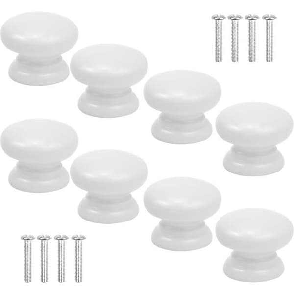 Skåpsknoppar - ZVD - Modern design - Vit - 33mm - 8-pack