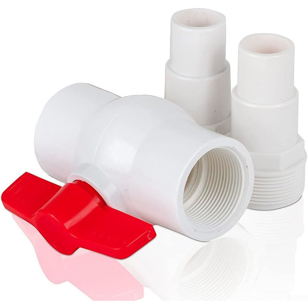 AR512 Til/Fra Ventiladapter til 38 mm og 32 mm Slange, T-Håndtag Kugleventil, Swimmingpool Vandafbryderadapter