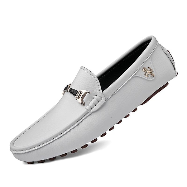 2022 Hvide Loafers Herre Håndlavede Lædersko Sorte Casual Køre Flats Blå Slip-on Mokkasiner Bådsko Plus Størrelse 46 47 48 15118-black 37