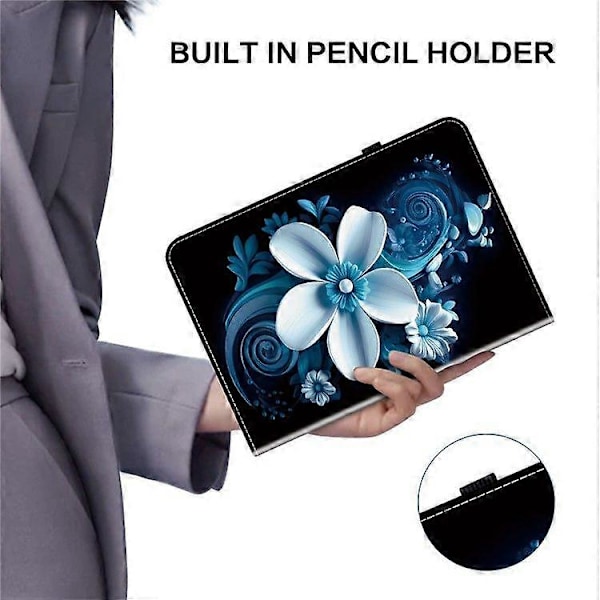 Läderfodral för Lenovo Idea Tab Pro/ Tab P12 Pro 12.7 2025/ Xiaoxin Pad Pro 12.7 (2025) Mönstertryckt Ställ Tablet Skydd Black Orchid