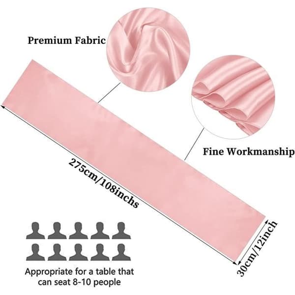 Bordløper - Sateng - Rosa - 10 stk - Elegant - Chic