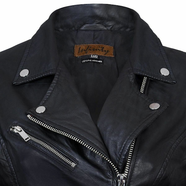 Naisten nahkainen biker-takki, musta Black S