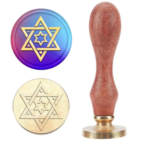 Davidsstjerne Vokssegl Stempel Måne Stjerne Heksagonal Forseglingsvoks Stempler 6-tagget Stjerne 25mm Stempler Kobberforseglinger Holdbare Avtakbare for Konvolutter Invitasjon