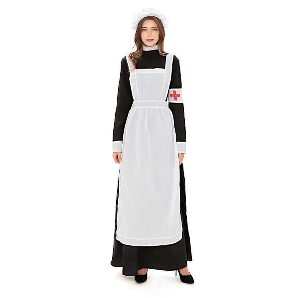Halloween-asut Naisille Halloween Cosplay Piikatytön Mekko Show-asu Sairaanhoitajan Roolileikki Pitkä Mekko Black M
