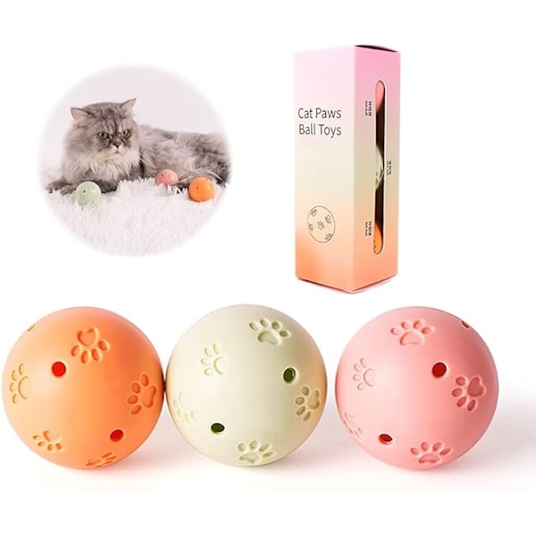 Katt leksak bollar med klockor och kattmynta, söta kattunge leksaker, katt