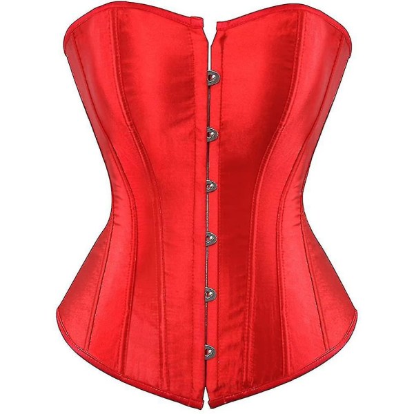 Bustier korsetttopp för kvinnor Sexiga underkläder set svart satin midja Cincher Red 6x-large