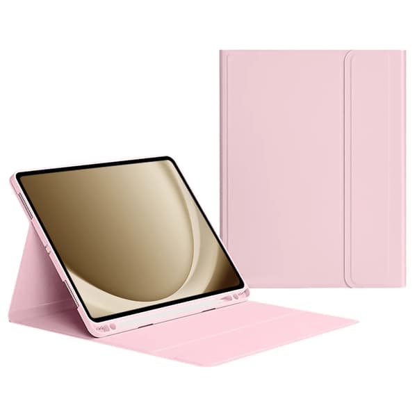 [KK] Case for iPad Pro 13 2024 Pink Simple Leather Keyboard Bluetooth