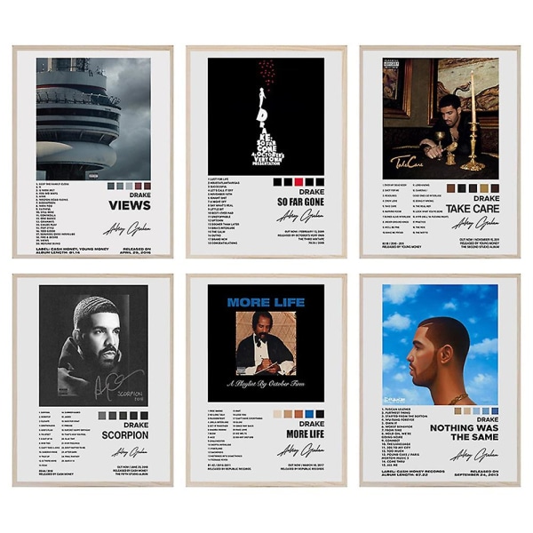 6st/ set Drake Posters Musik Album Cover Affischer Rum Estetisk Väggkonst Heminredning Presenter Oinramade