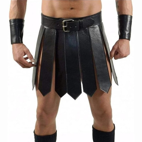 Forntida romersk legion Gladiator Battle Bälte Kjol Gotisk Steampunk Pu Läder Pansar Medeltida grekisk Cosplay Kostym Män