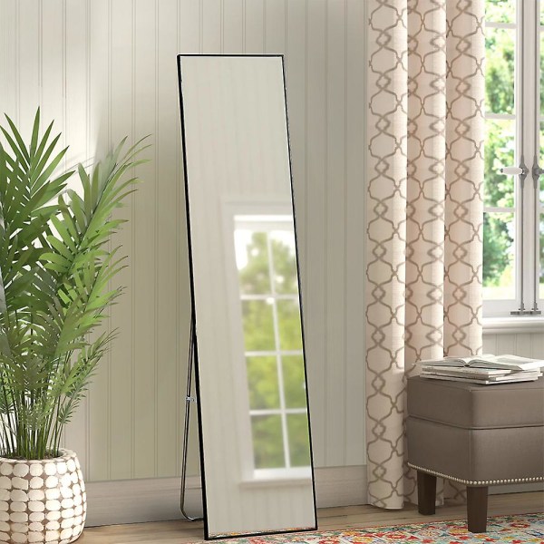 150 cm Svart Slim Frame Fristående väggmonterad spegel