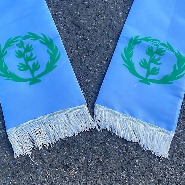 Eritrea 1952-1962 Banner Spanduk Kustom 15x150cm Syal Garis Biru Putih Garis Biru Putih 1pcs