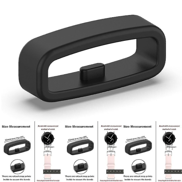 Silikoninen kiinnitysrengas 18mm/20mm/22mm Rannekkeenpidike Pidike Vyö Loo 2MM 2MM Black