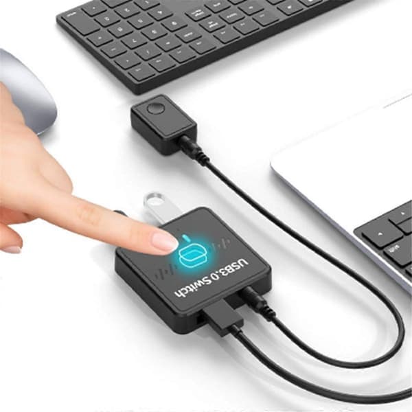 USB 3.0 Printerdeler Switch USB 3.0 Tovejs Switcher 2 ind 1 ud 2 Computere Deler 1 Printer Black