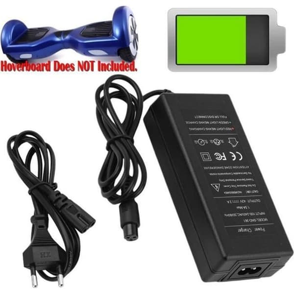 Hoverboard Oplader - 42V Adapter - 3 Ben - LED - Opladningstid 3t