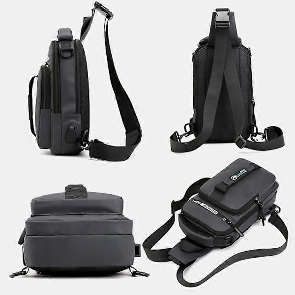 HaoShuai 1100-1 Bröstväska för Män Multifunktionell Enkel / Dubbel Axelryggsäck med Extern USB-Laddningsport Army Green