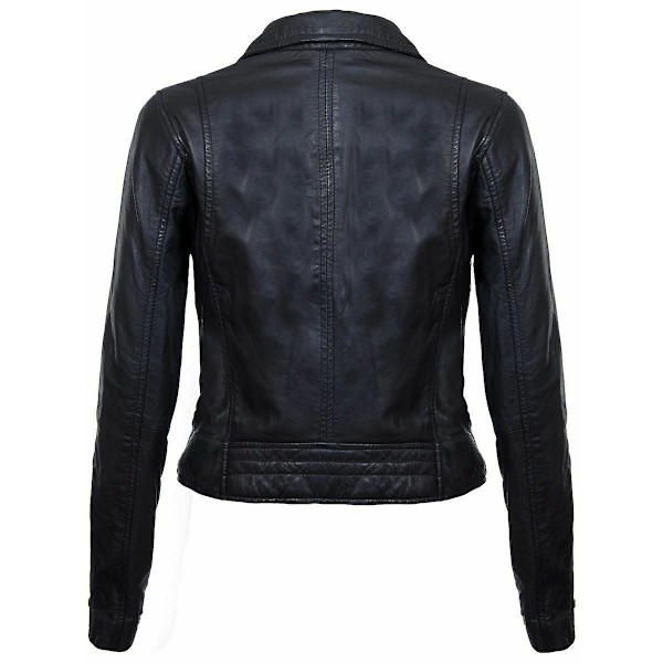Naisten nahkainen biker-takki, musta Black S