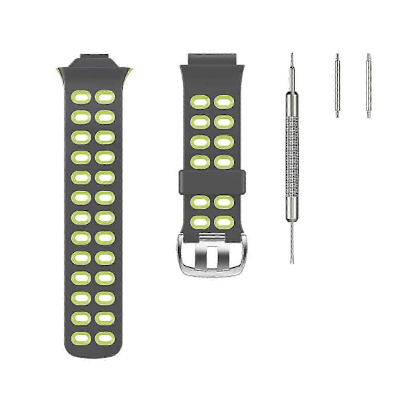 Til Garmin Forerunner 310XT Tofarvet Silikone Urrem (Grå Gul), pyc Grey Green