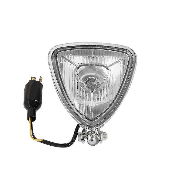 Retro Motorcykel Trekant Forlygte Krom/Sort DC 12v Frontlygte Til Bobber Custom Chopper Cafe Racer Vandtæt Lys Black Amber Lens