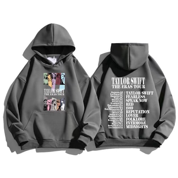 Mænd Kvinder Taylor The Eras Tour Efterår/Vinter Taylor Swift Mode Hoodie Fan Hoodie grå-hvid grå-hvid gray-white L