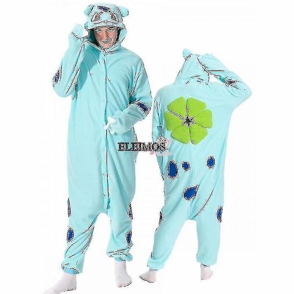 Halloween Onesie för kvinnor män vuxna barn djur Kigurumi pyjamas tecknad pyjamas hem kläder ko Bulbasaur Onesie