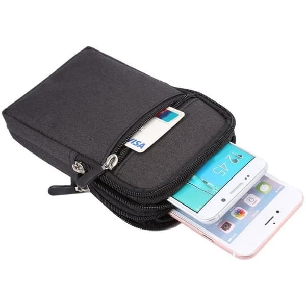 Bæltetaske - Universal - 6,3 tommer - Nylon - Sort - Til mænd