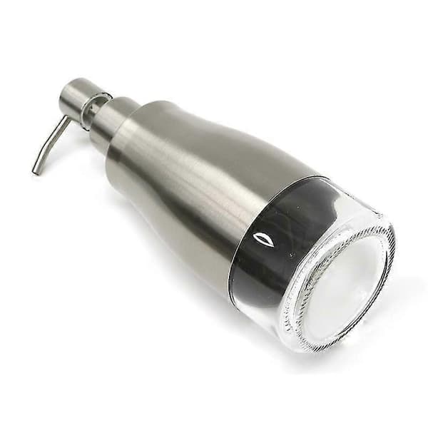 Sæbedispenser i glas og rustfrit stål - med etiketter