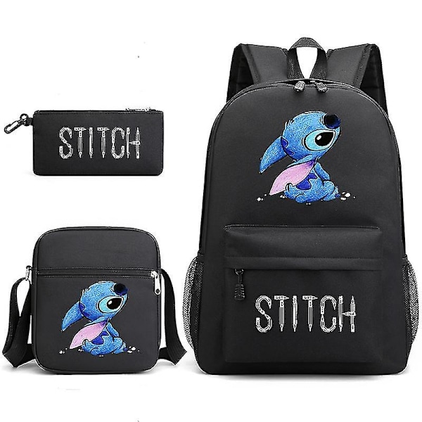 Lilo & Stitch Ryggsäck Set Skolväska - Perfekt Svart
