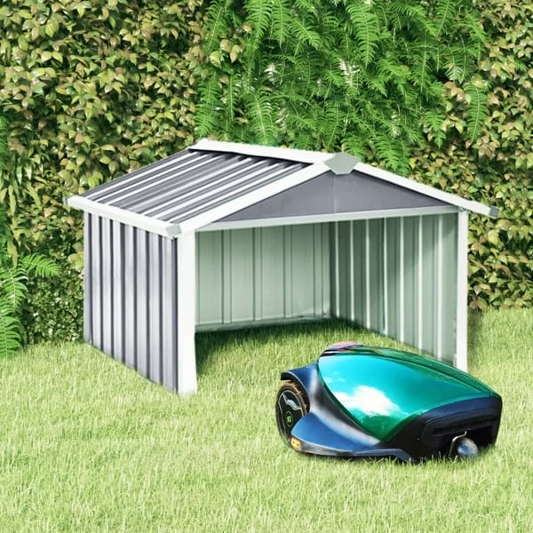 vidaXL Robotgräsklippare Garage 92x97x63 cm Galvaniserat Stål Grå Grey grå