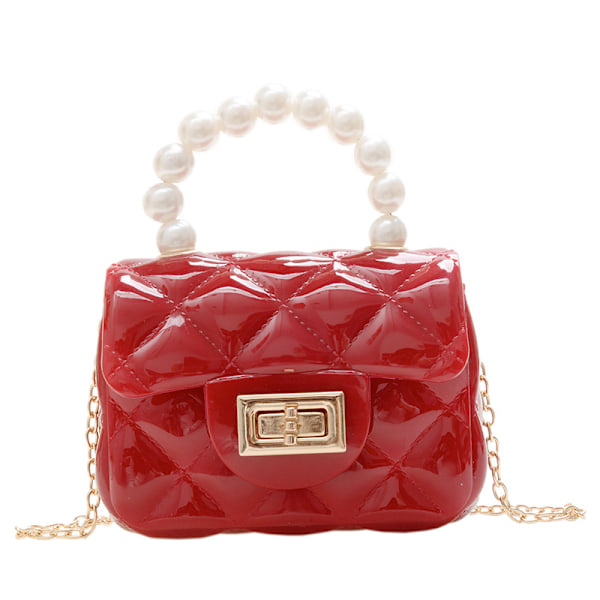 Jelly Bag Damväskor Axelväska Dam Mode Pärlkedja Tote Mini Diagonal Väska Claret