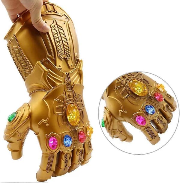 LED Lysende Infinity Gauntlet Thanos-hanskene med avtakbare magnetiske Infinity Stones for barn