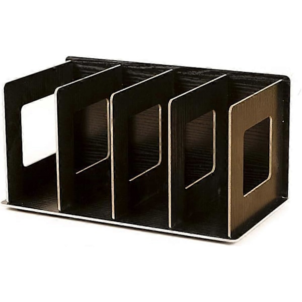 Puinen säilytysteline CD-levyille - DVD-levyille - Kirjoille - FOKOM, luonnonvärinen, 30,5 x 15 x 17 cm black