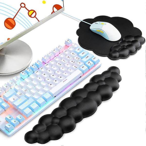 Moln handledsstödssats Ergonomiskt handledsstöd för tangentbord Handledsstöd för mus Dator spel handledsstöd Halkfri- Black