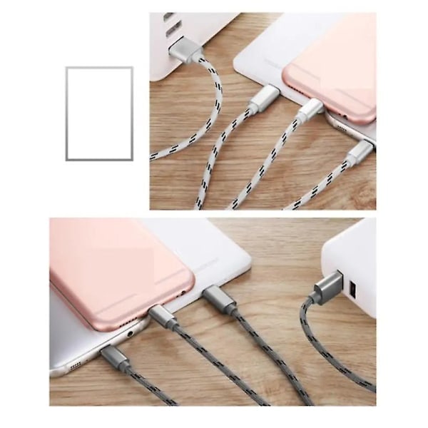 2m USB Nopea Latauskaapeli Type C Latauskaapeli Datakaapeli Samsung S21 S22 S23 Harmaa