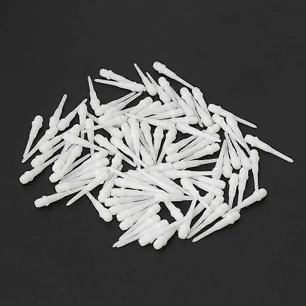 Premium Dartpilstillbehör i plast, 100 stycken, Dartpilar med mjuk spets, Speciellt kompatibla med elektroniskt dartspel White