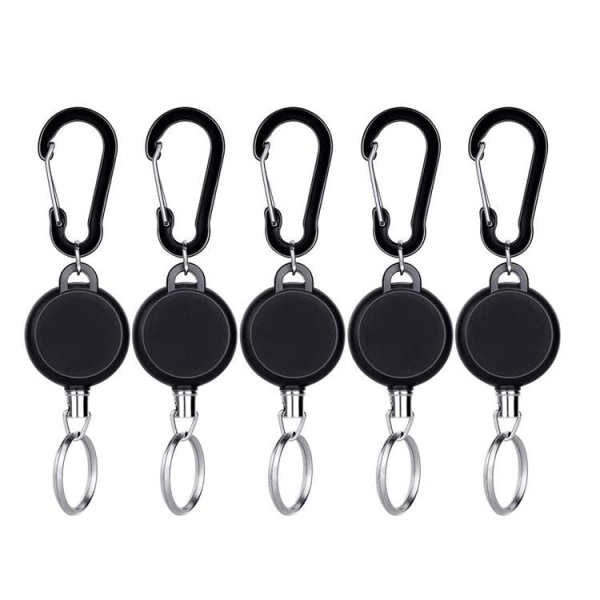 [KK]2-pack Retractable Keychain with Yo-Yo Function and Cord, Black