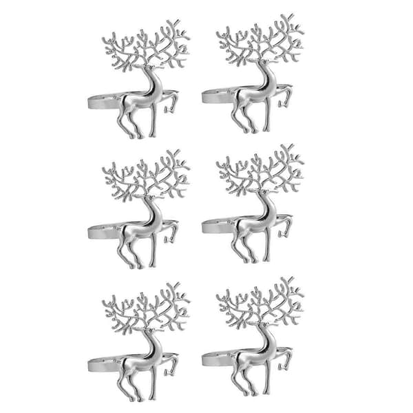 Jule servietring med hjortedesign, legering, 6 stk.