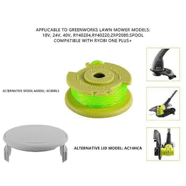 4 stk. spolehetter for Ryobi One 18V 24V 40V gresstrimmer AC14HCA erstatningsspolehette