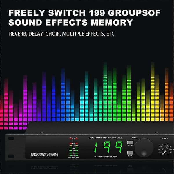 Profesjonell Digital Romklang Multi Effekt Prosessor Audio Prosessor Equalizer EU PLUGG black