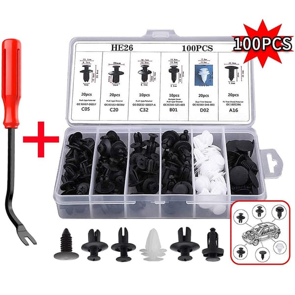 [KK]100 pcs Rivet Clips Plastic Universal Plastic Fender Clips Car Bu