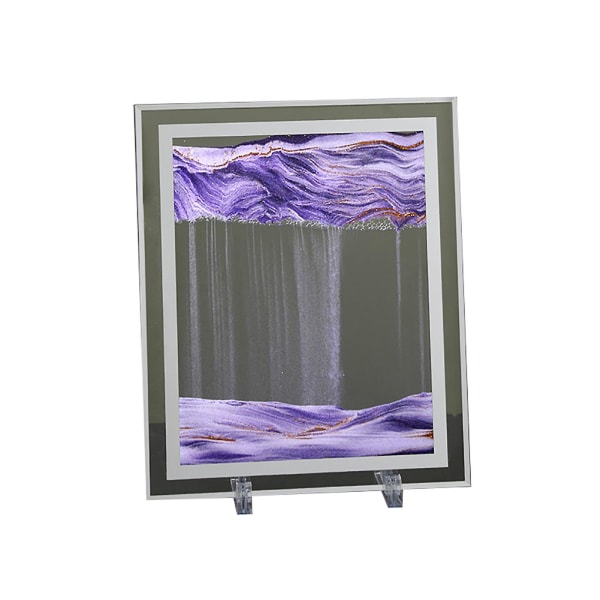 Elegant timglasmålning med 3D-effekt Vacker Lägg till omgivande glas rörlig sandbild för skrivbordet Purple 7inch