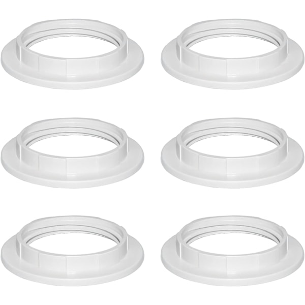 Vit lampskärm reducer ring E27 40MM, lampskärm tillbehör ring adapter konverterplatta, 6 stycken