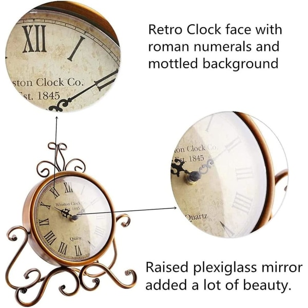 2024, vintage skrivbordsklockor för vardagsrummet sovrum kontorsinredning, tyst, icke-tickande bordsklocka